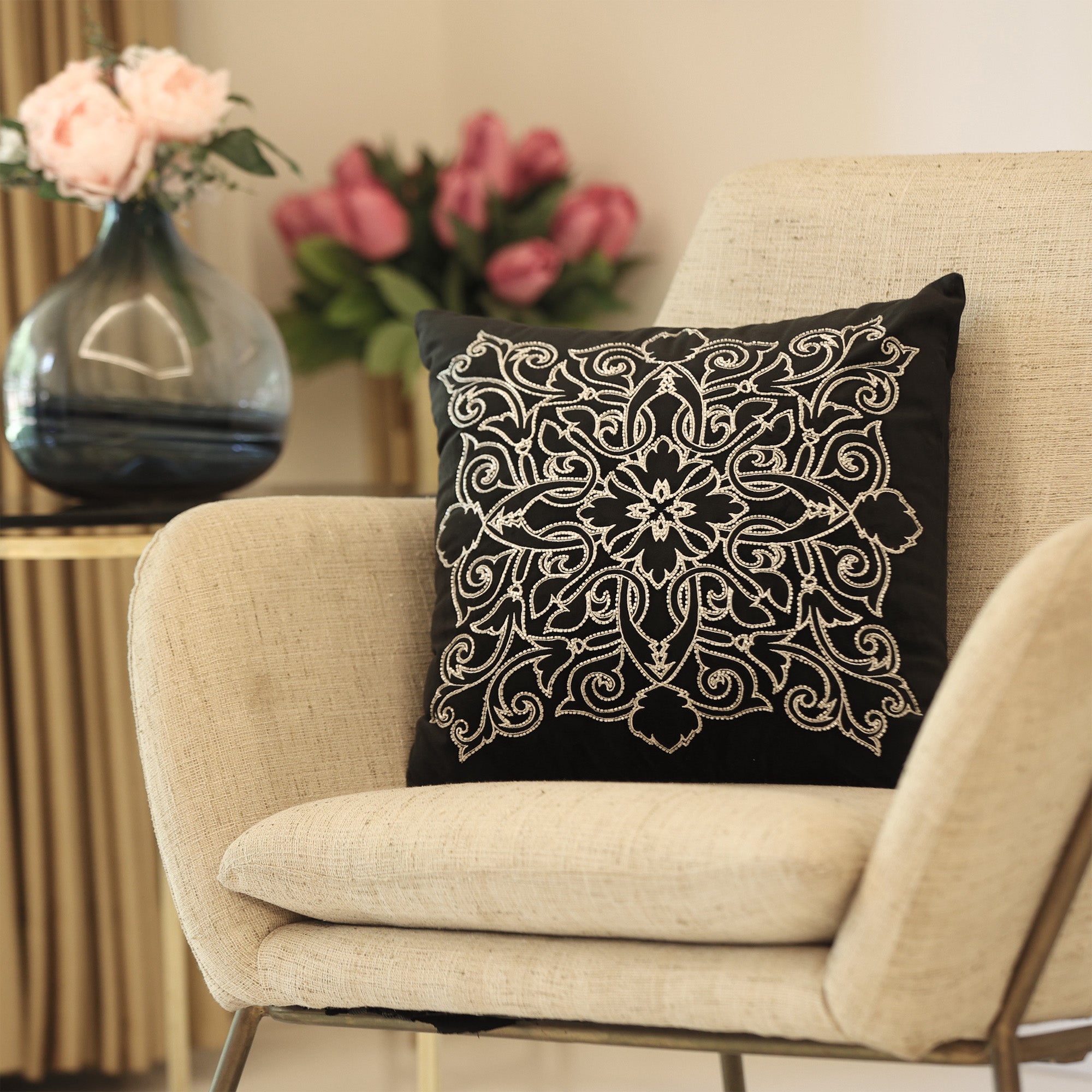 Aarya Cushion Cover - Black
