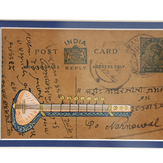 Khat Collection Wall Painting - Sitar Musical Instruments - Blue