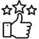 Five star rating icon with a thumbs-up gesture
