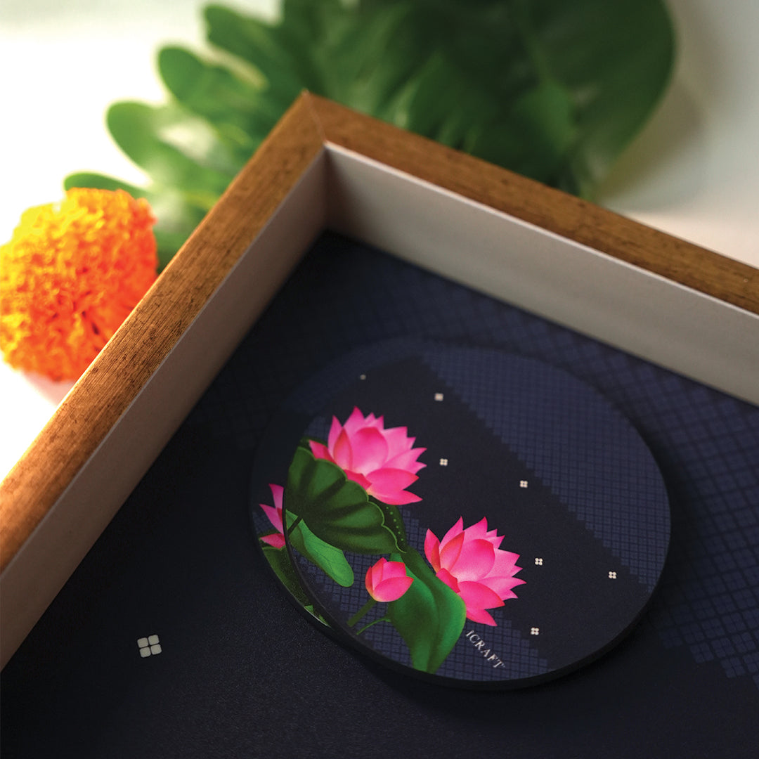 Pichwai Jodi - Neel Round Coasters - Set of 6