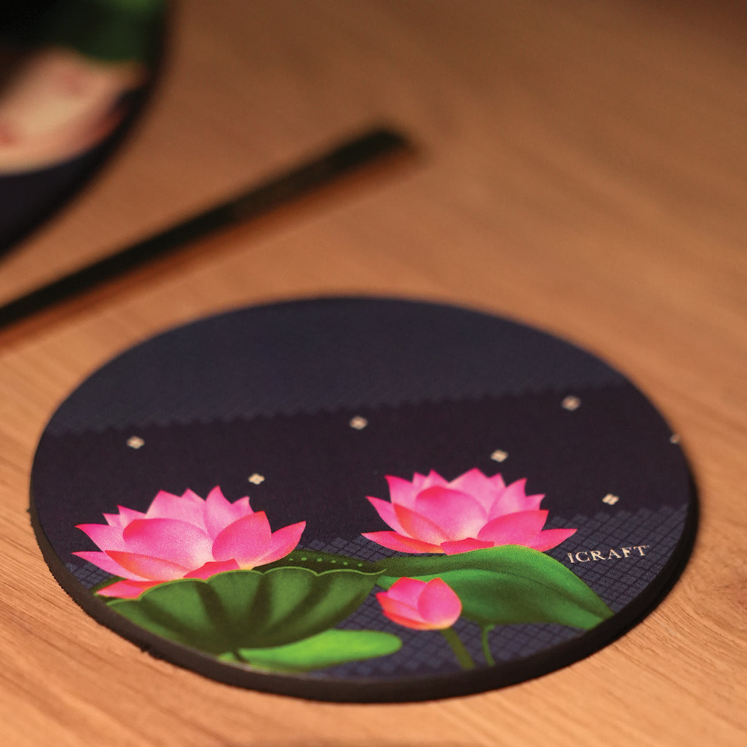 Pichwai Jodi - Neel Round Coasters - Set of 6