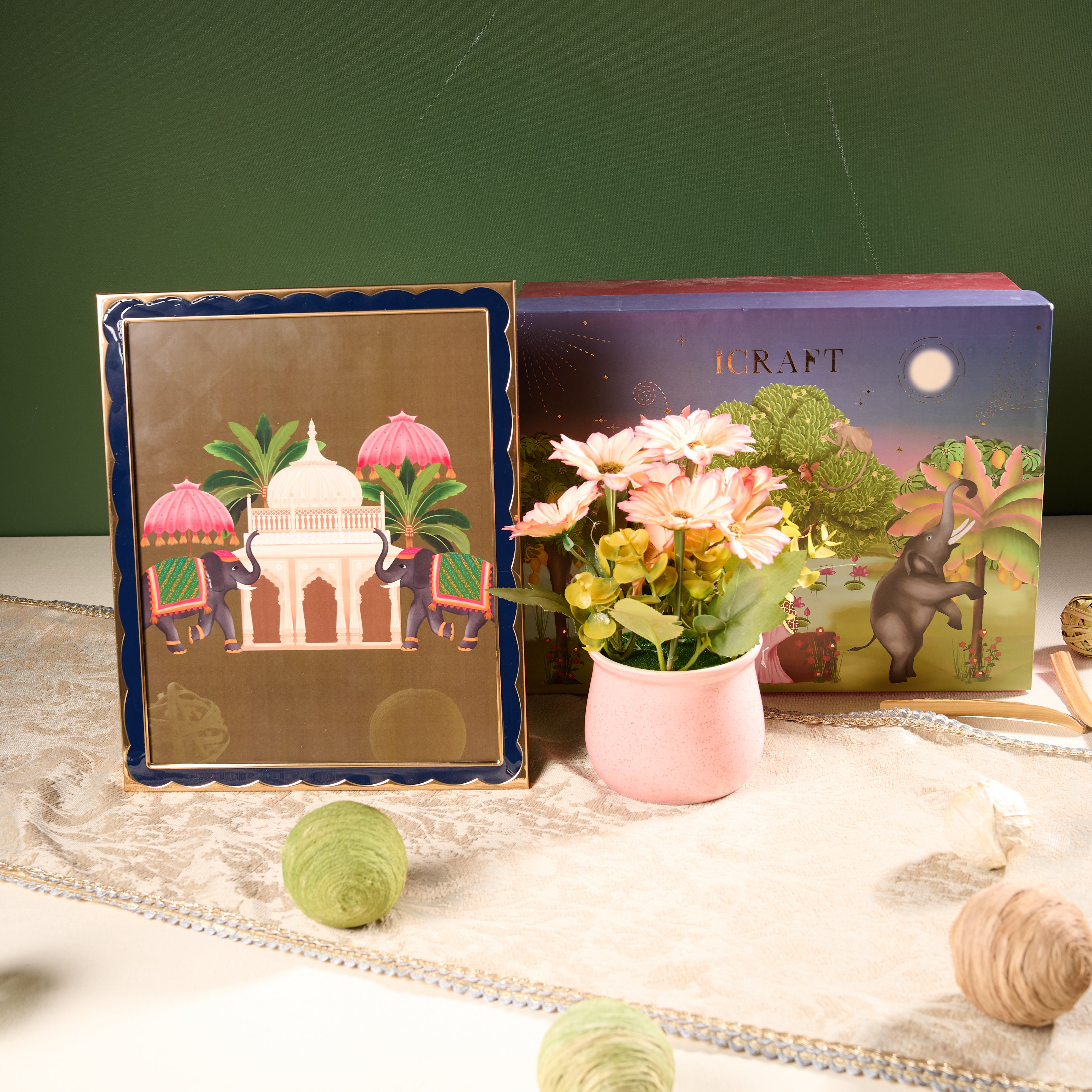 Shubh Aura Hamper – Blue & Gold