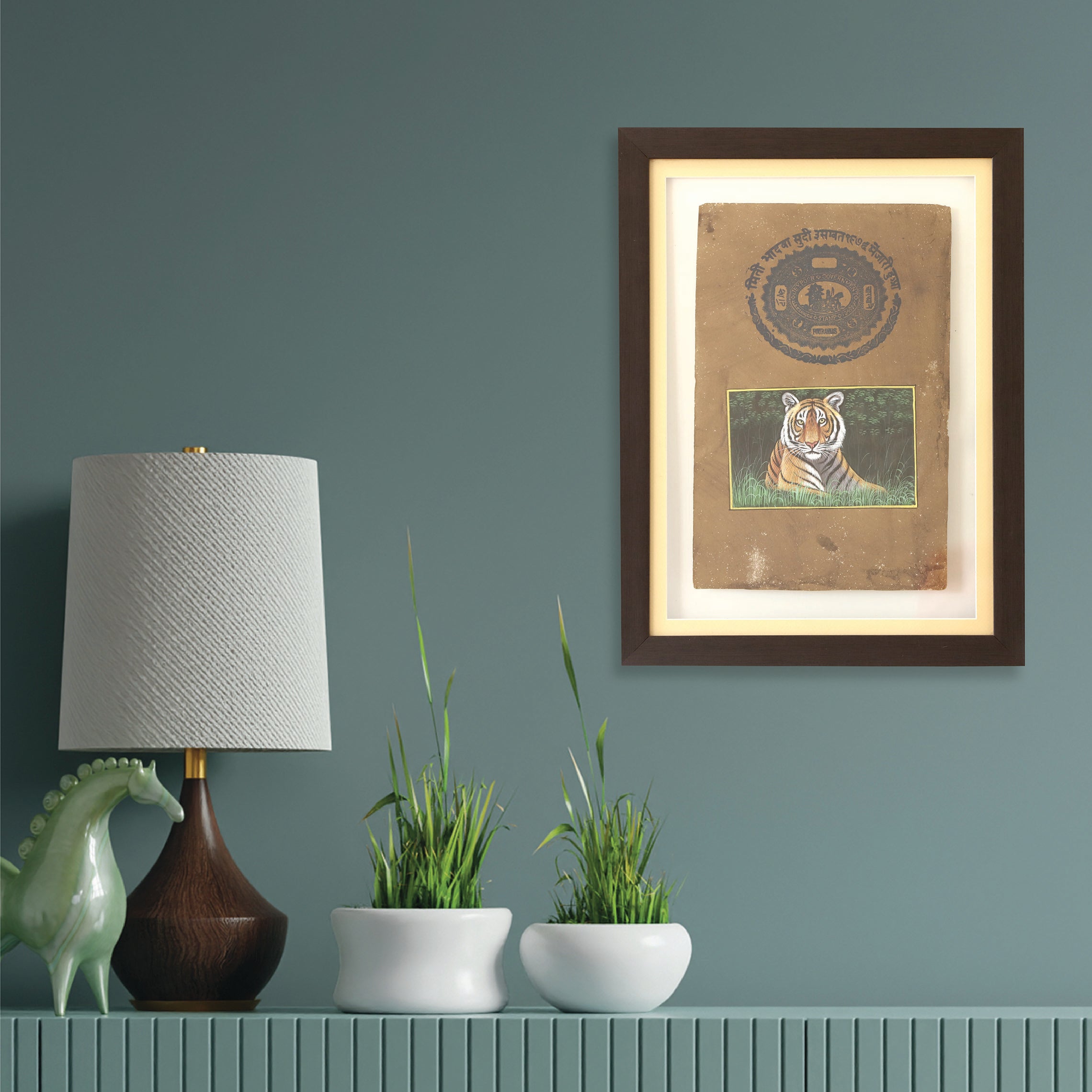 Dastawez Collection Wall Painting - Royal Bengal Tiger Series- Glass