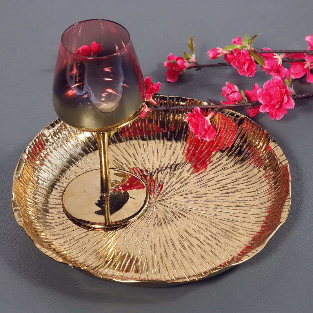 Alu Floral Platter - Gold