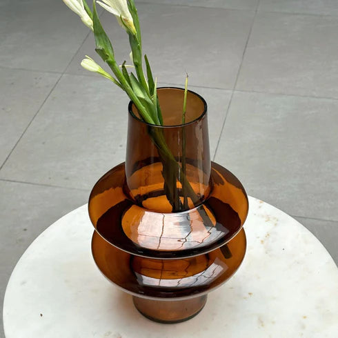 Ripple Glass Vase - Haze Brown