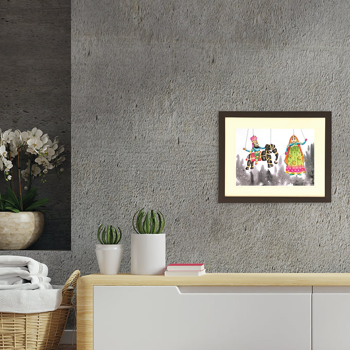 Puppet Collection Wall Painting - Couple & Elephant