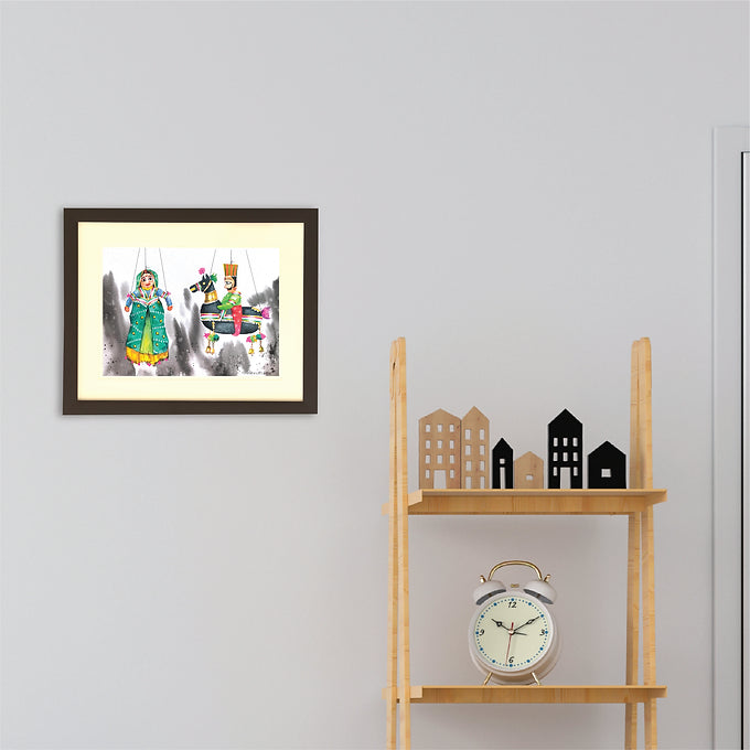 Puppet Collection Wall Painting - Women & Man On Horse Puppet