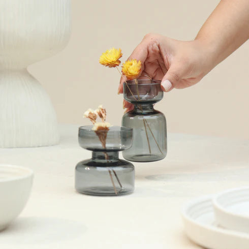 Mini Glass Vase - Slate Grey