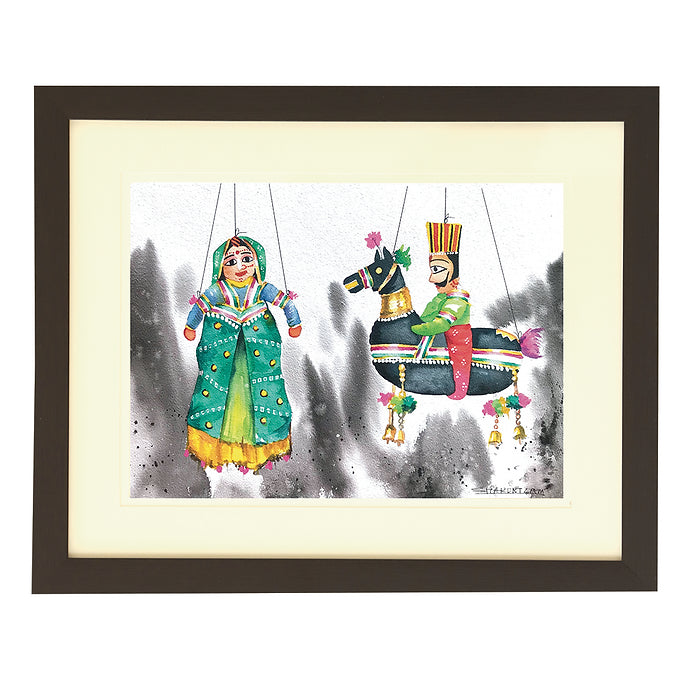 Puppet Collection Wall Painting - Women & Man On Horse Puppet