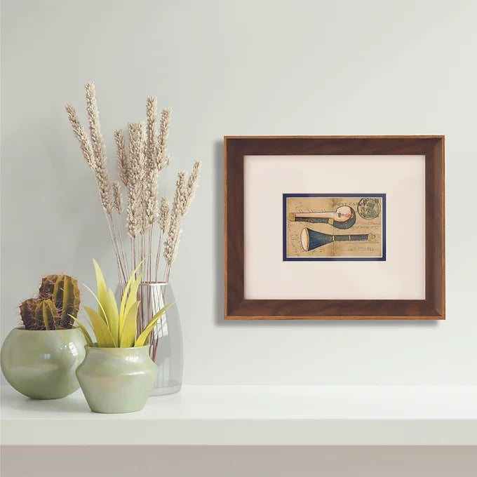 Khat Collection Wall Painting - Sitar & Shehnai Musical Instrument - Blue