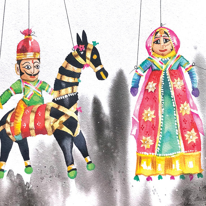 Puppet Collection Wall Painting - Couple & Horse