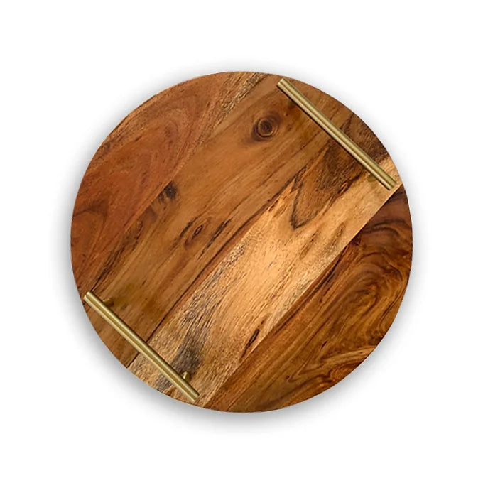 Ruhi Platter - Golden Handles
