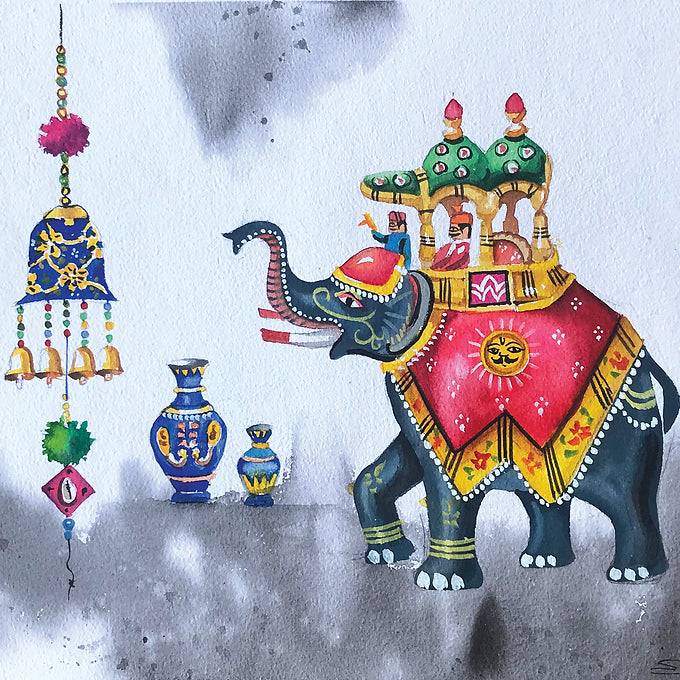 Puppet Collection Wall Painting - Gaja With Hanging Bell