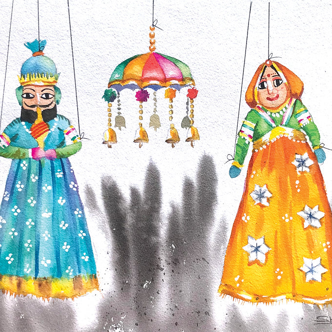 Puppet Collection Wall Painting - Couple & Wall Hanging