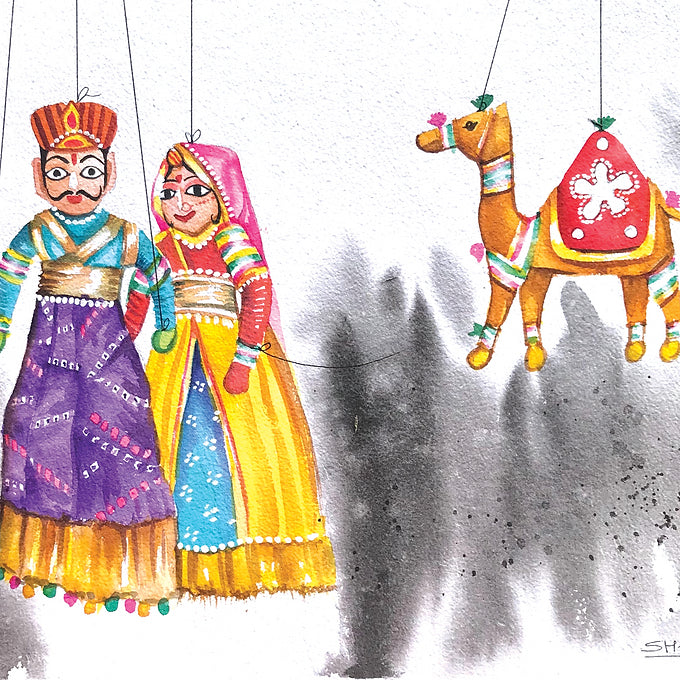Puppet Collection Wall Painting - Couple With Camel