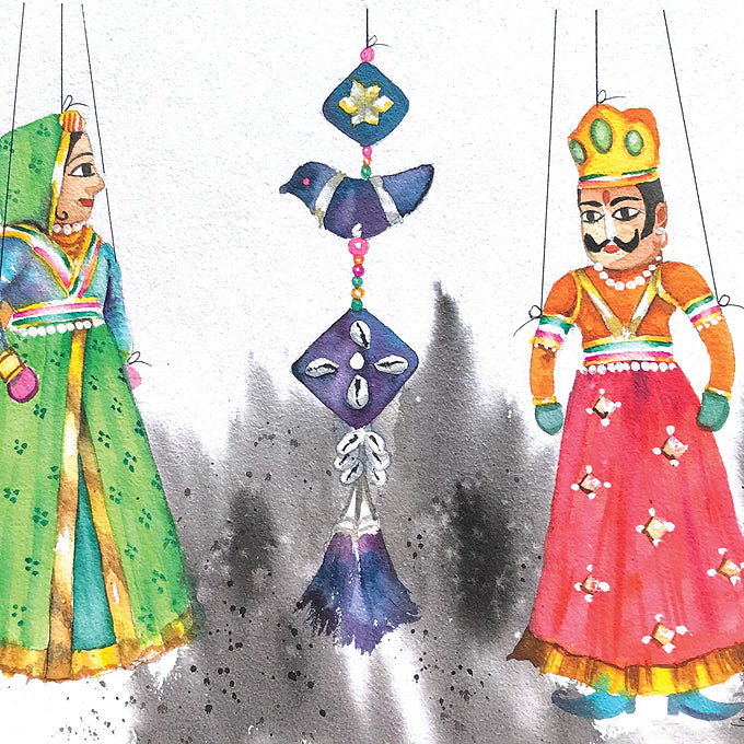 Puppet Collection Wall Painting - Couple & Bird