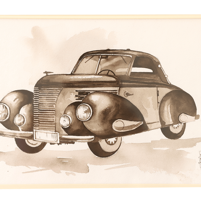 Vahaan Collection Wall Painting - Aero 50 Vintage Car