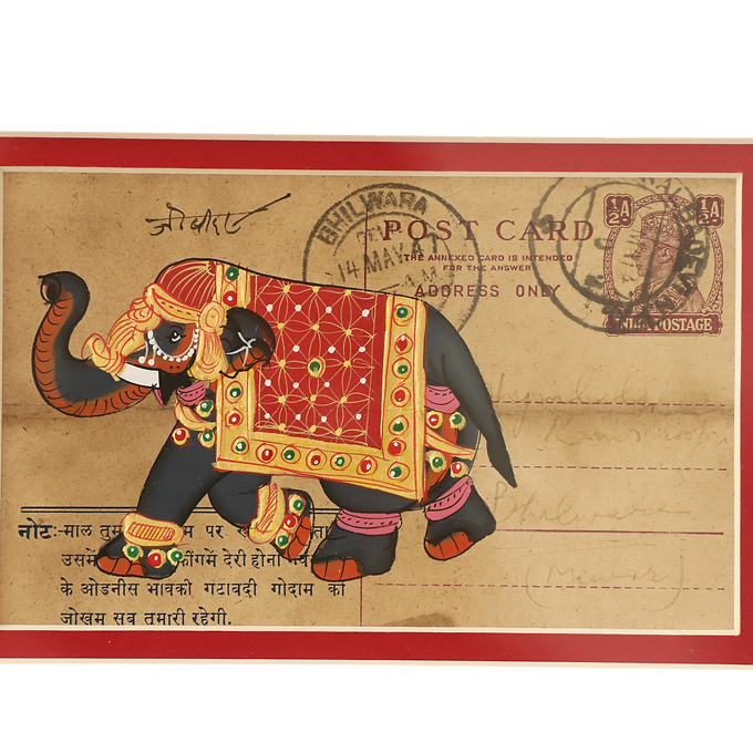 Khat Collection Wall Painting - Royal Elephant - Red