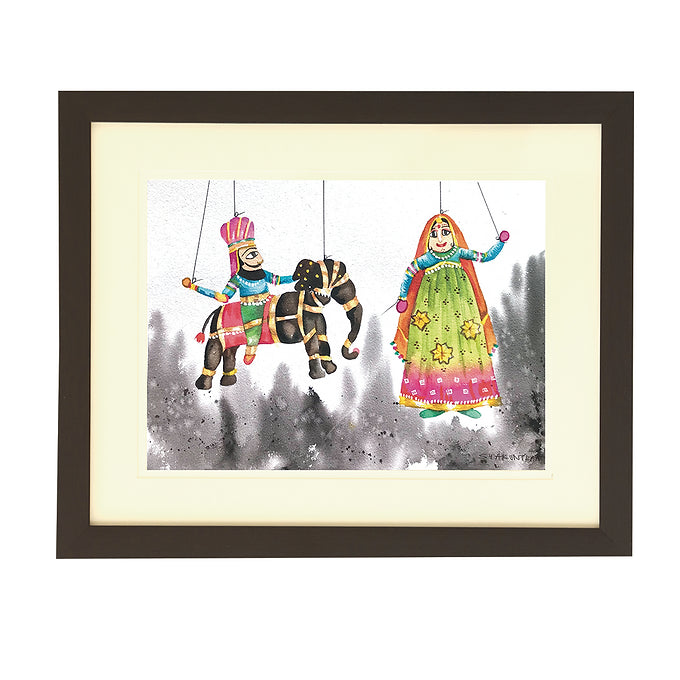 Puppet Collection Wall Painting - Couple & Elephant