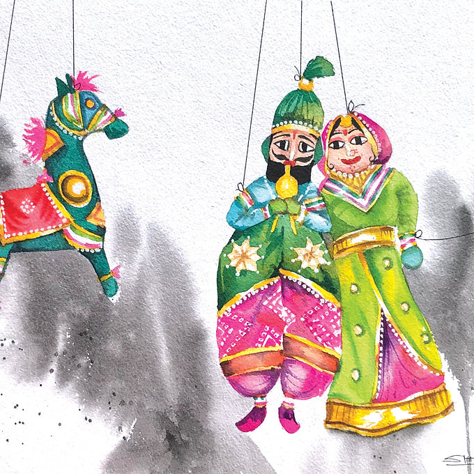 Puppet Collection Wall Painting - Couple & Horse