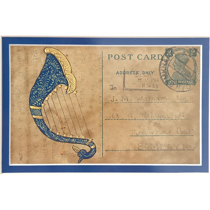 Khat Collection Wall Painting - Harp Musical Instruments - Blue