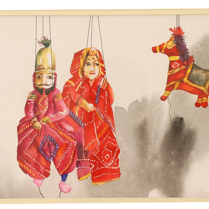 Puppet Collection Wall Painting - Couple & Horse