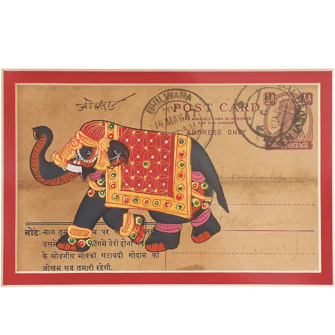 Khat Collection Wall Painting - Royal Elephant - Red