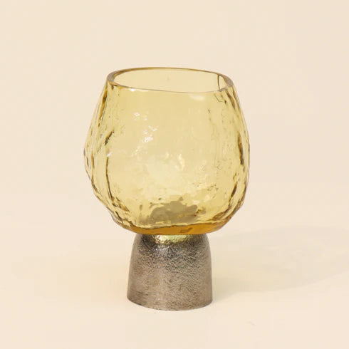 Gold colored glass tea light candle holders 