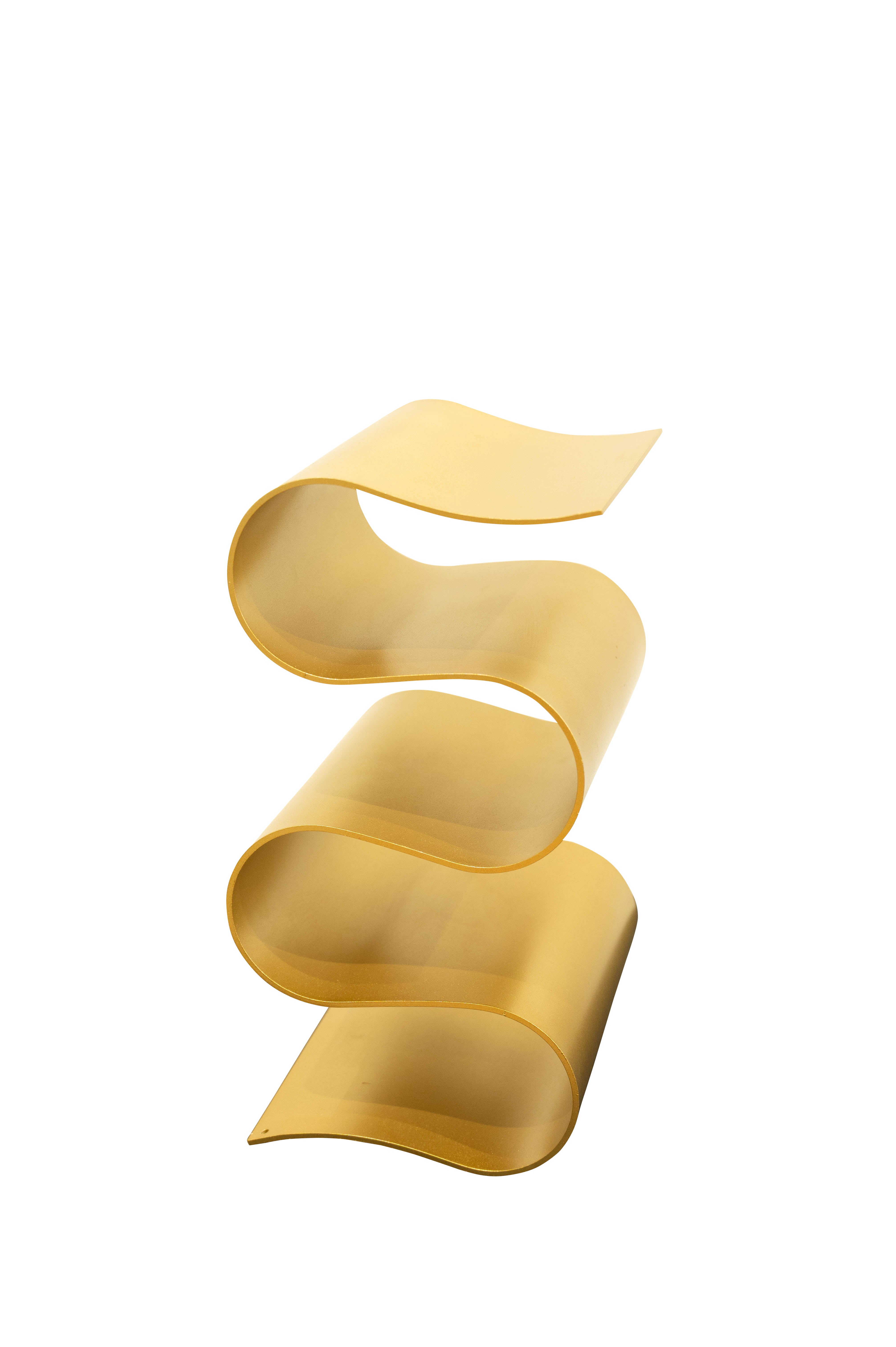 A golden spiral wine rack.