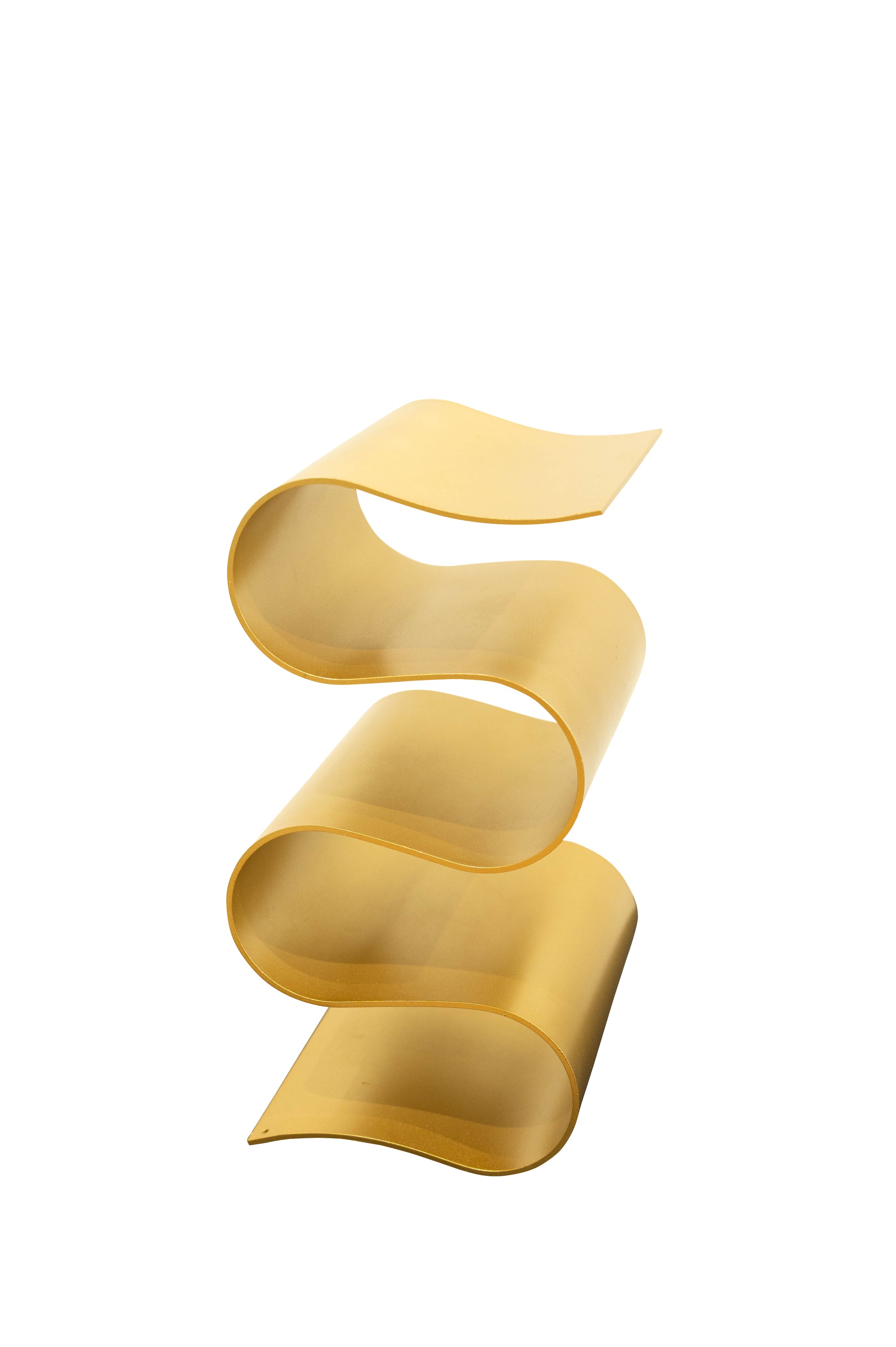 A golden spiral wine rack.