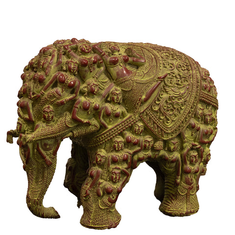 Divya Collection -  Carved Gaja Large - Green