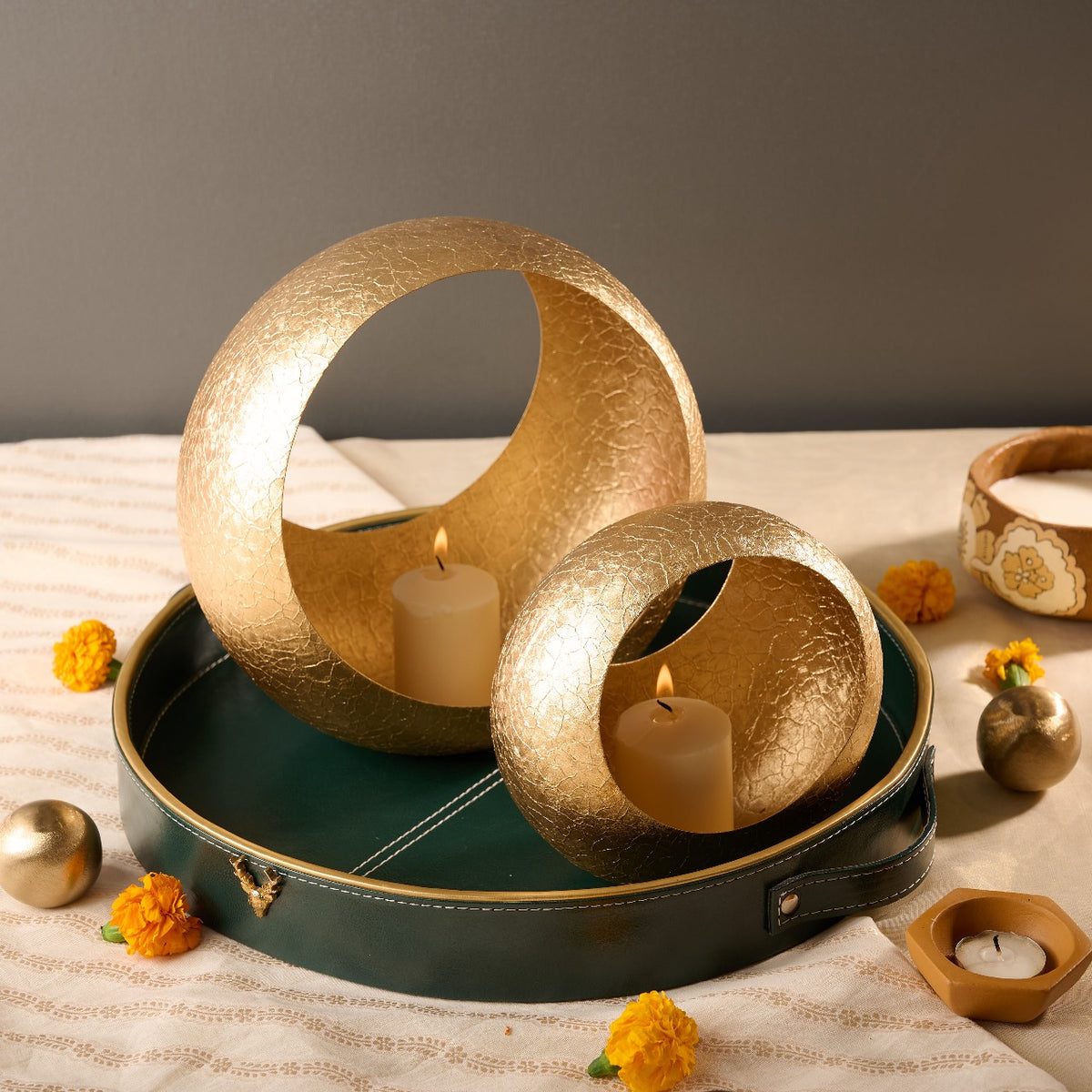 Moon Candle Holders - Set of 2(Gold)