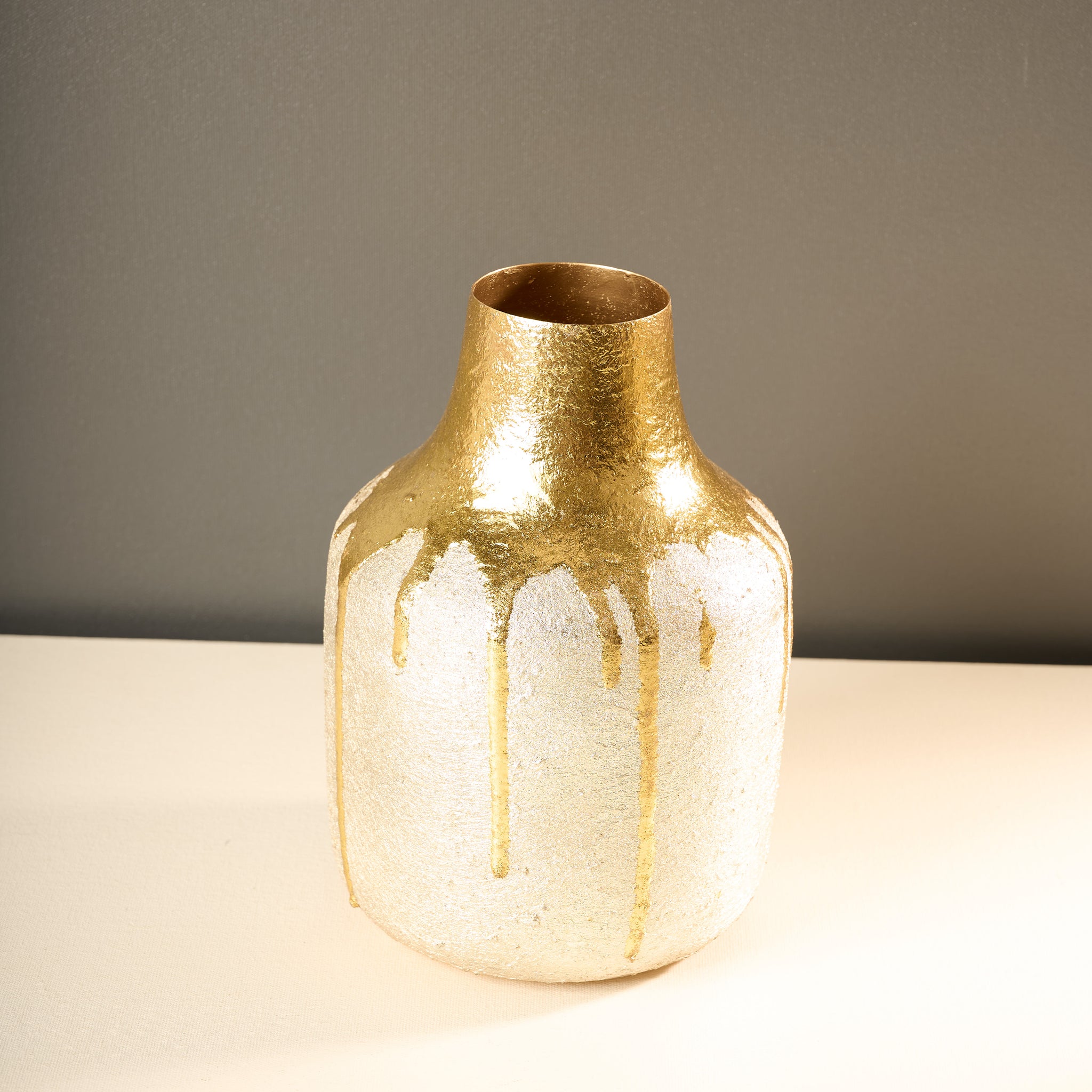 Gold Drip Metal Vase