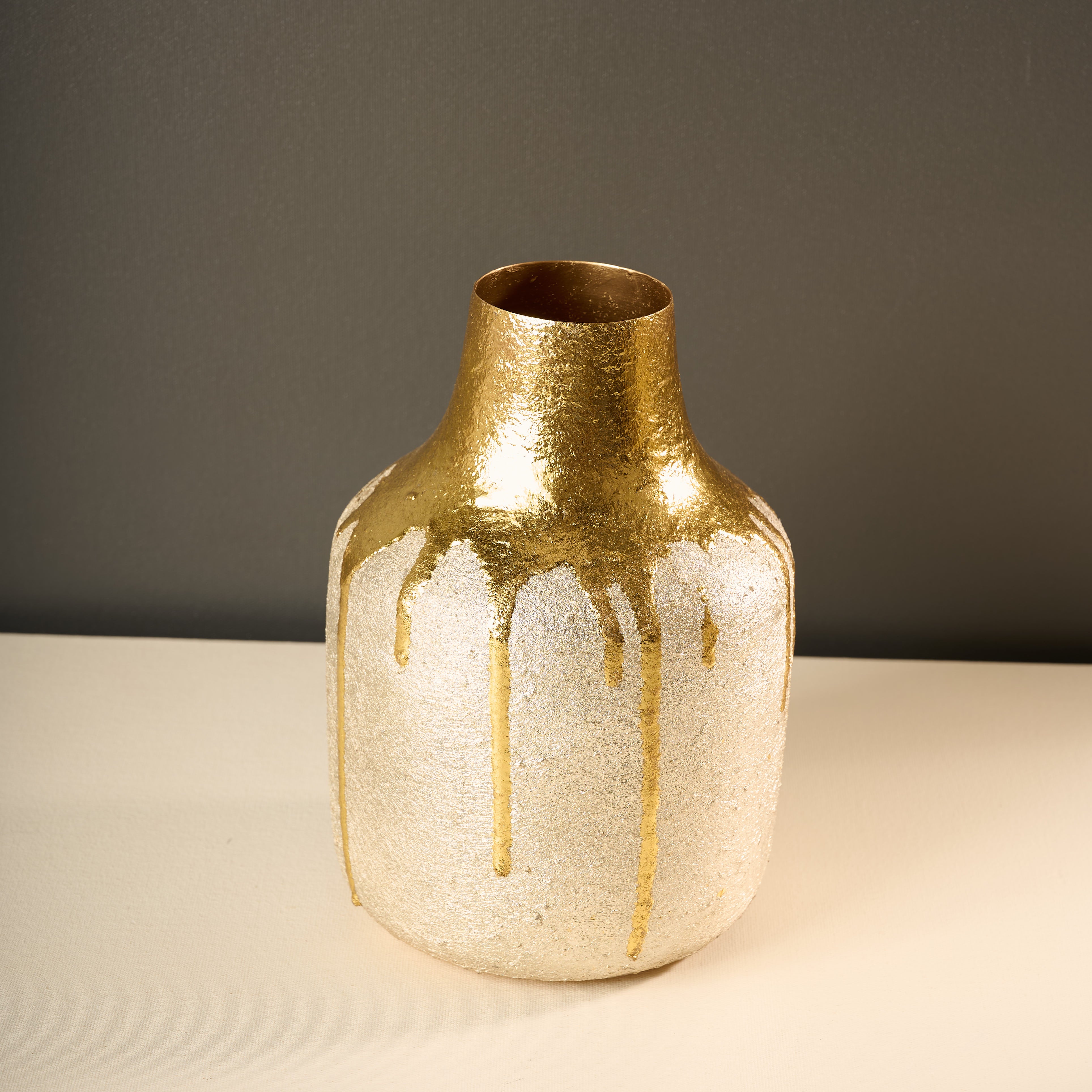 Gold Drip Metal Vase