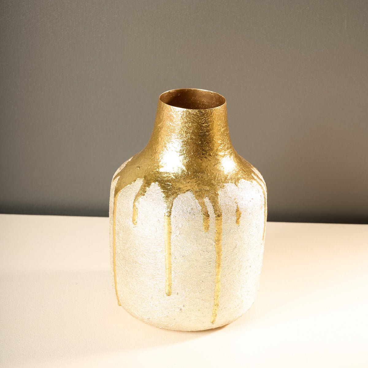 Gold Drip Metal Vase