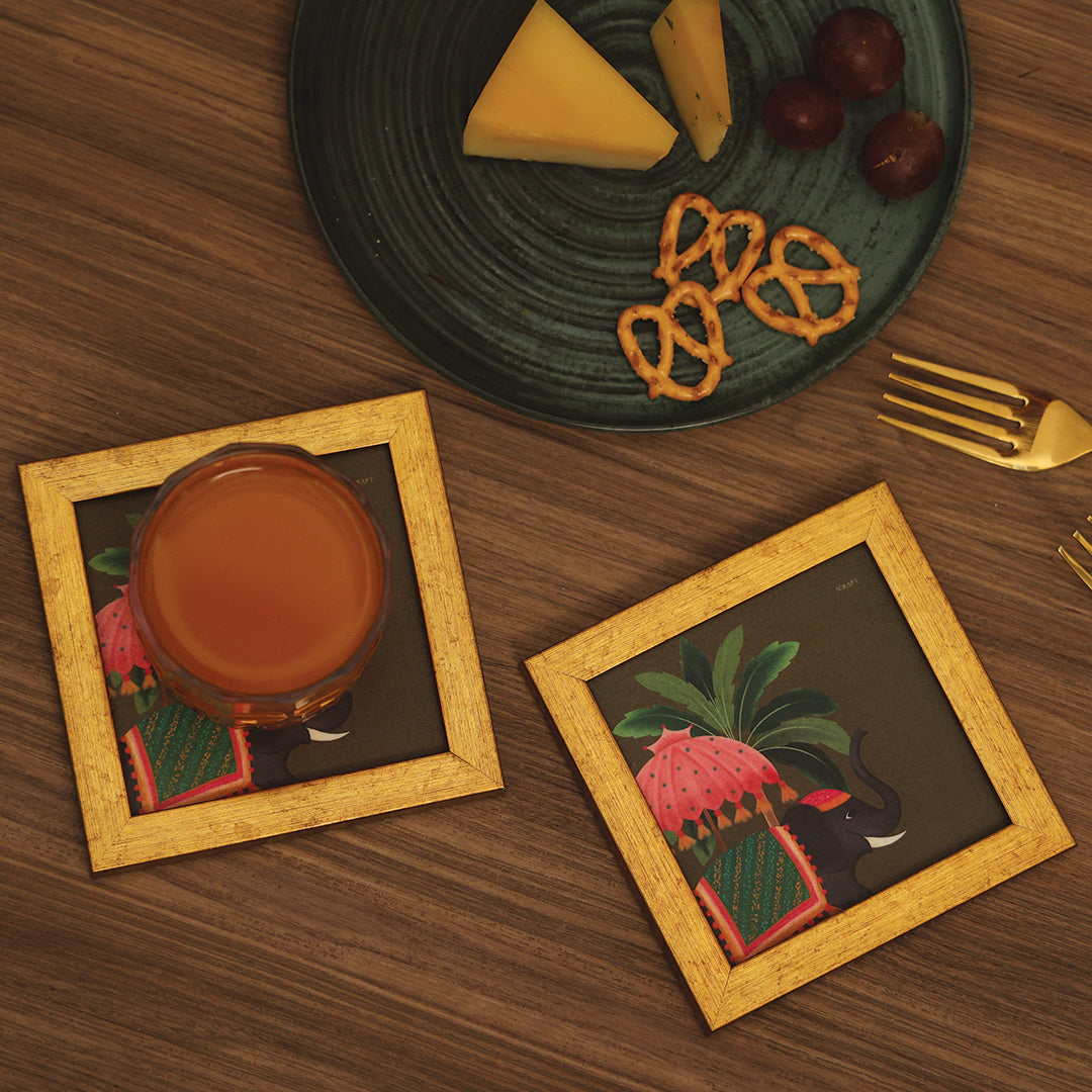Gajraj Series Framed Coasters - Set of 2