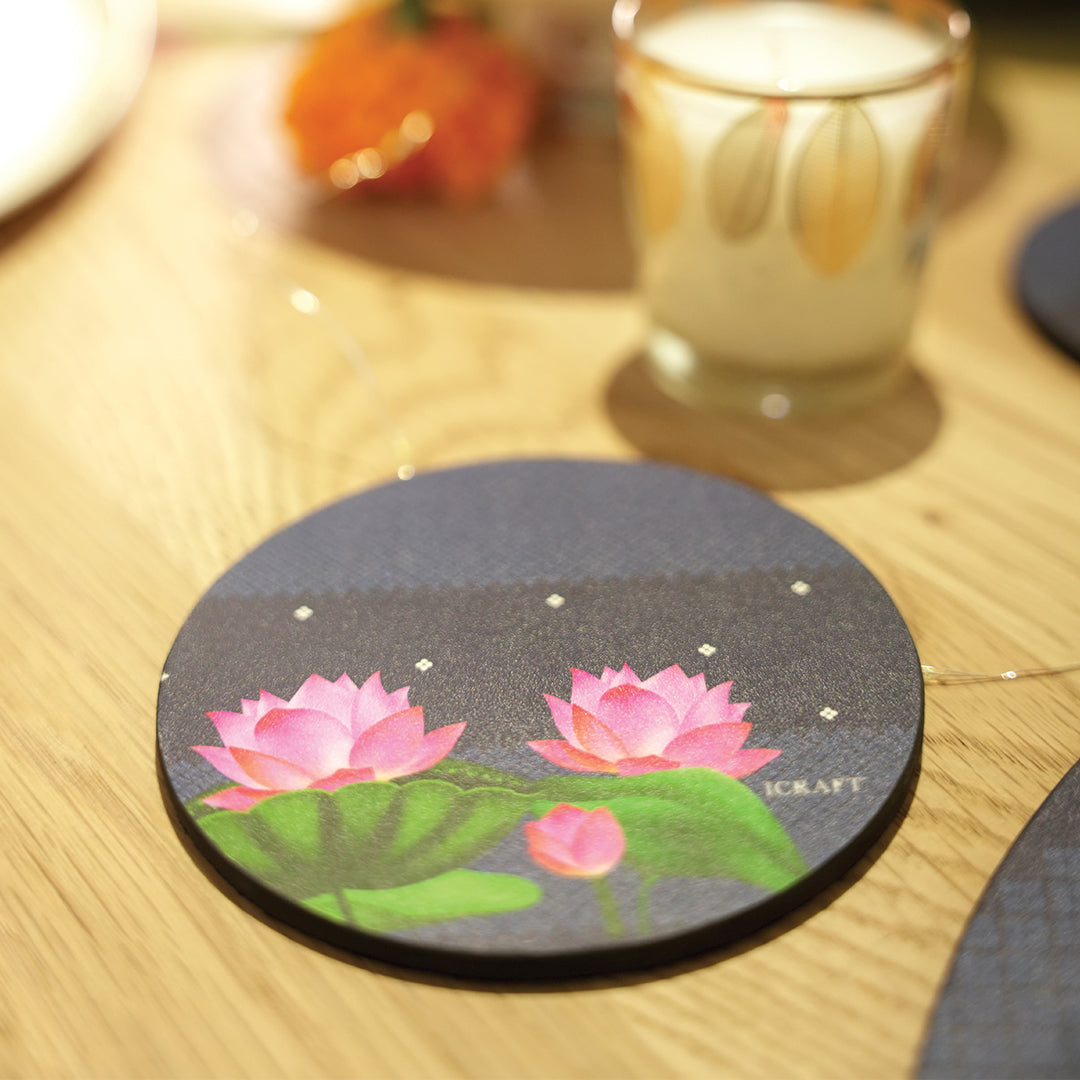 Pichwai Jodi - Neel Round Coasters - Set of 6
