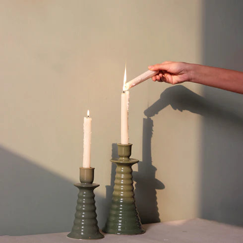 Coil Candle Holder Olive