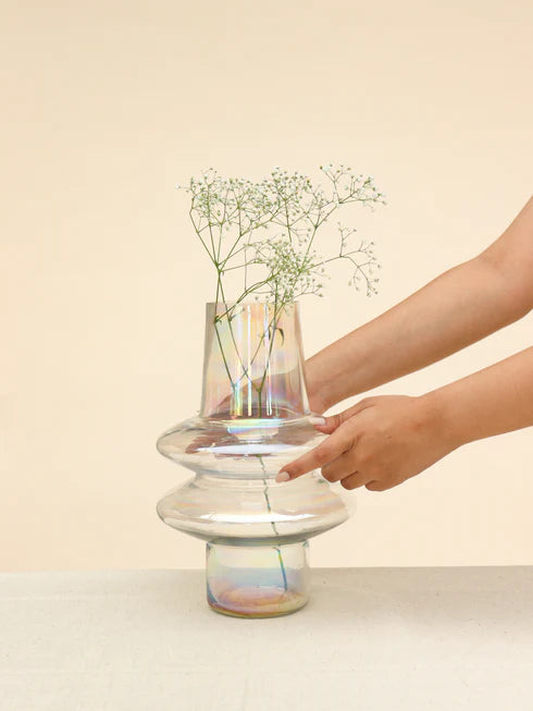 Ripple Glass Vase - Iridescent