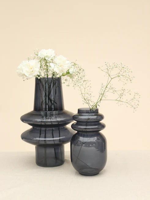 Ripple Glass Vase - Slate Grey