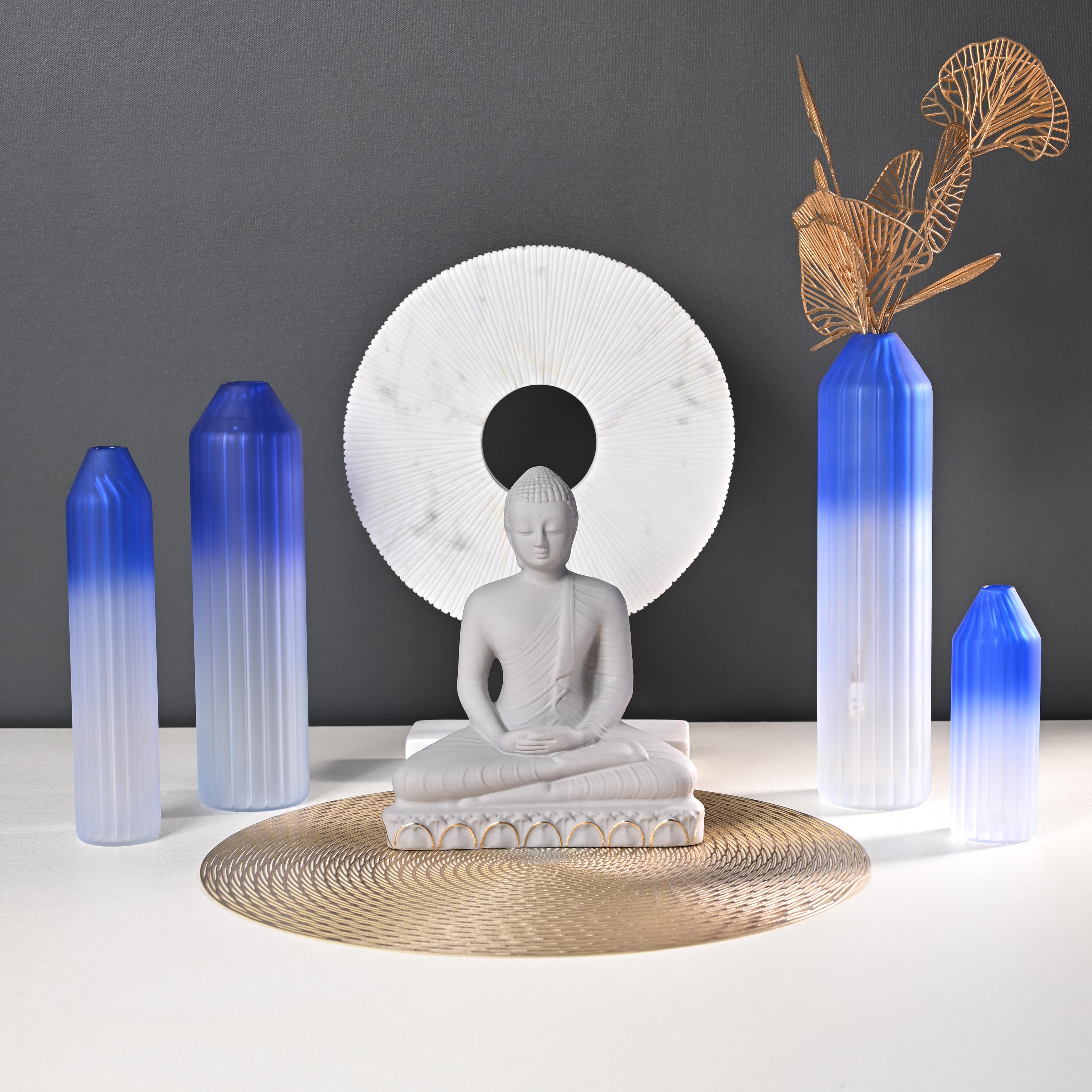 Meditating Prashant Buddha Murti - Grey