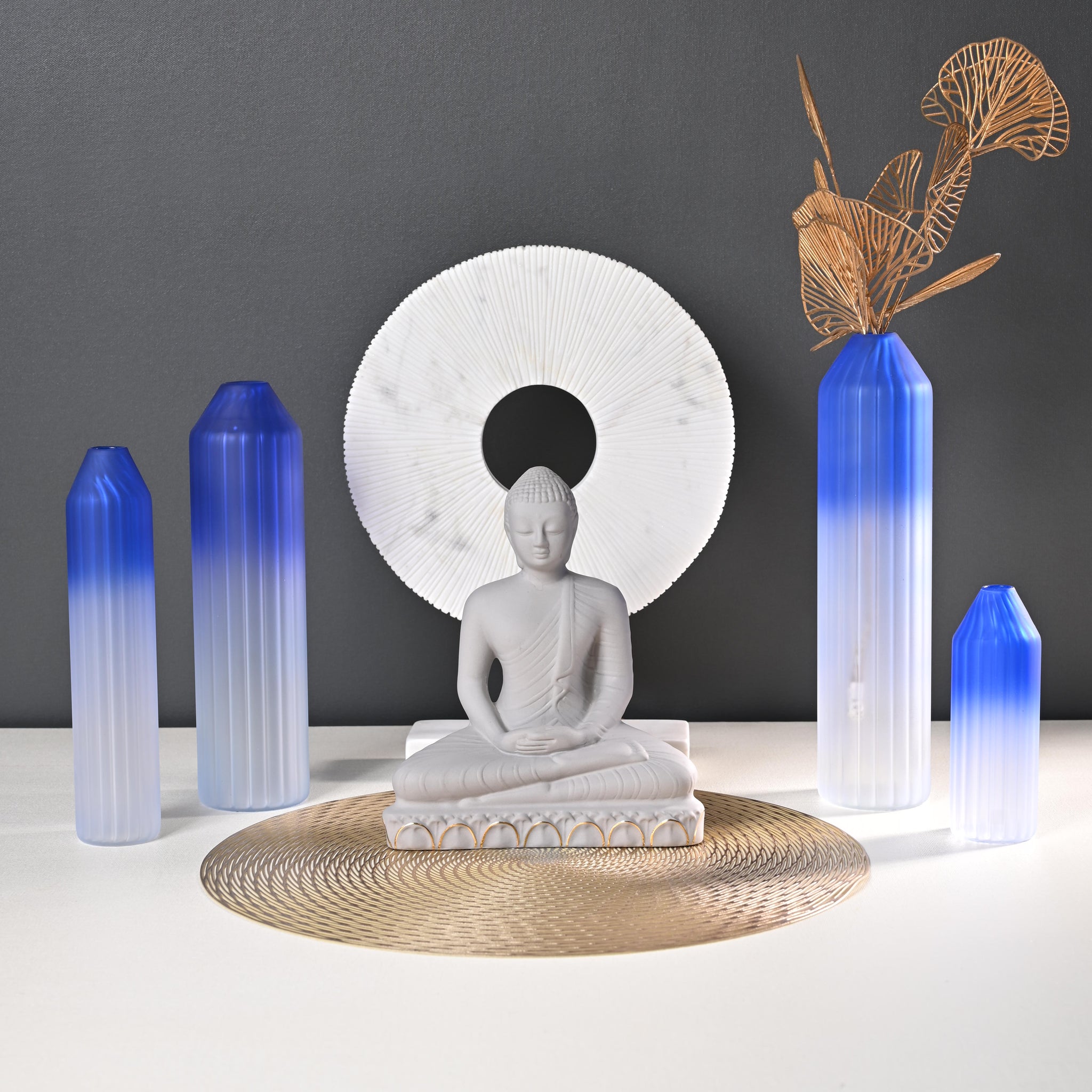 Meditating Prashant Buddha Murti - Grey