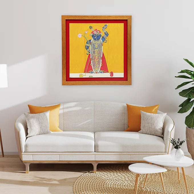 Shrinathji Canvas Wall Art -Yellow