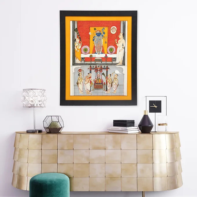 Shrinathji with Priests Canvas Wall Art