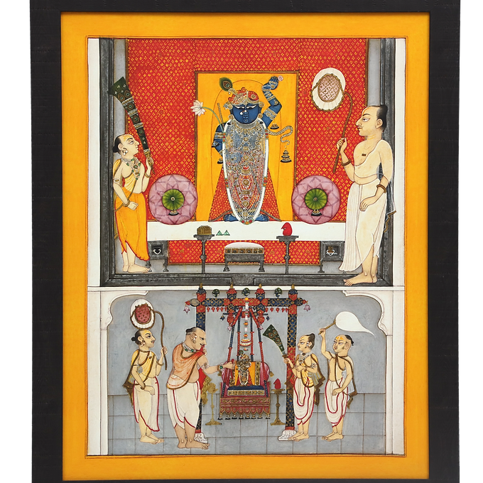 Shrinathji with Priests Canvas Wall Art