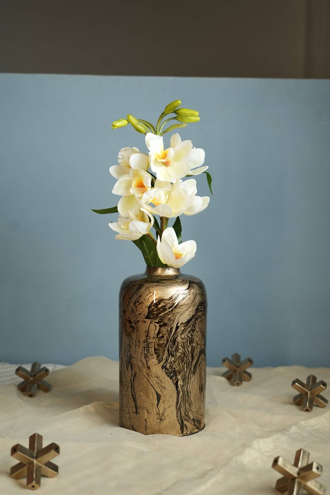 Mosaic Metal Vase Decor - Gold & Black