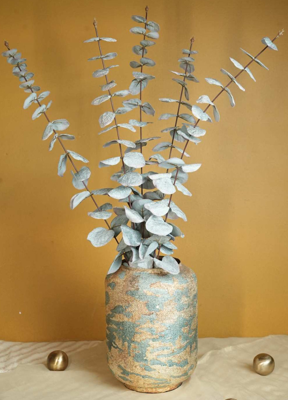 Mosaic Metal Vase - Gold & Blue