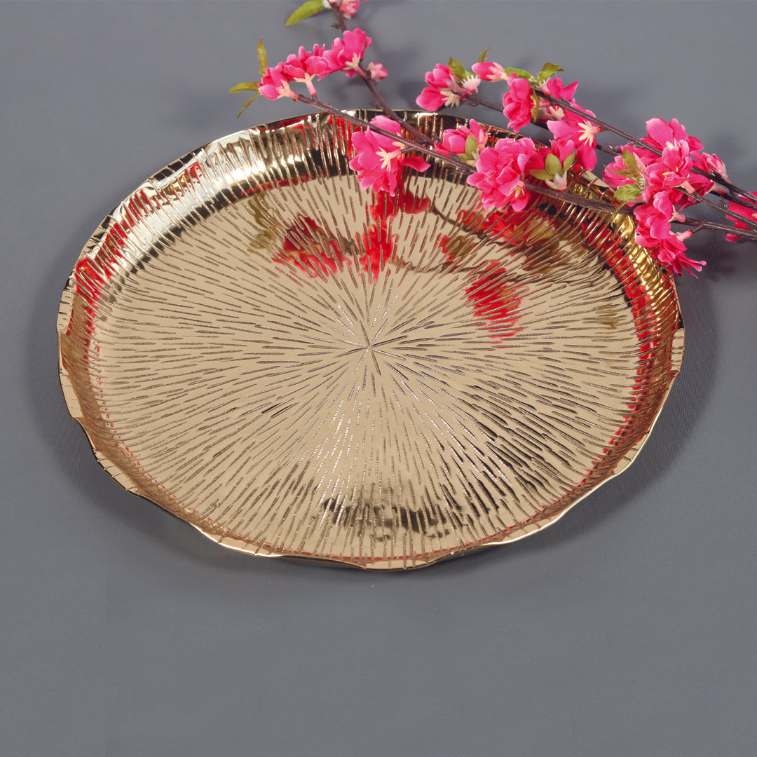Alu Floral Platter - Gold