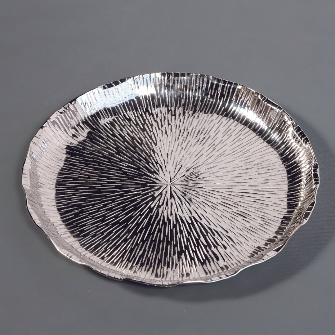 Alu Floral Platter - Silver