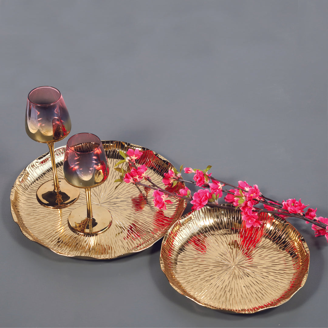 Alu Floral Platter - Gold